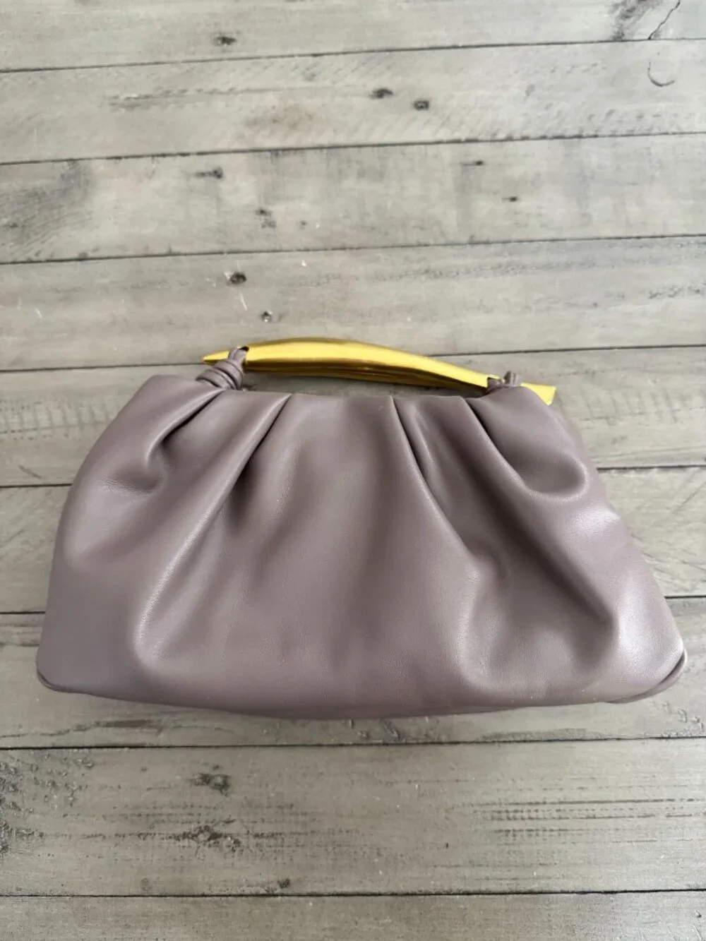 by Anthropologie Asymmetrical Hardware Satchel Bag Purse Gold Handle